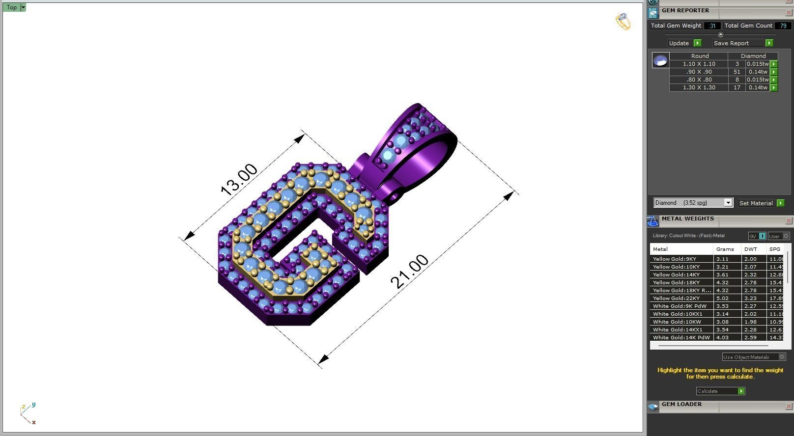 Custom Initial G Letter Diamond Pendant A to Z Alphabet Necklace 3D print model_6