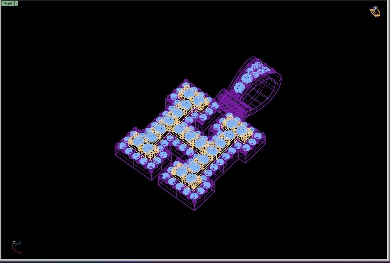 Custom Initial H Letter Diamond Pendant A to Z Alphabet Necklace 3D print model_12