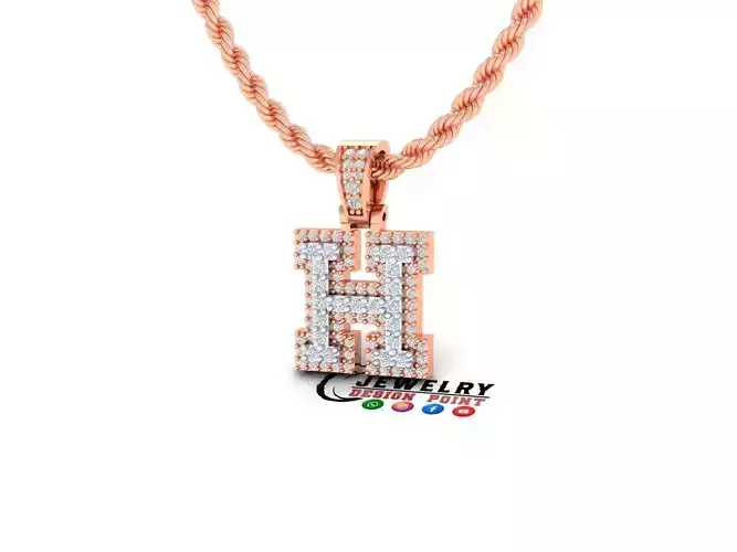 Custom Initial H Letter Diamond Pendant A to Z Alphabet Necklace