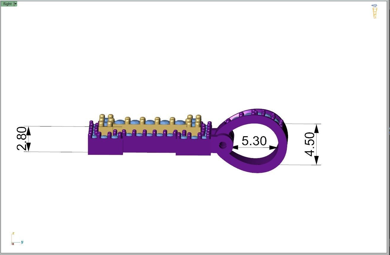 Custom Initial I Letter Diamond Pendant A to Z Alphabet Necklace 3D print model_7