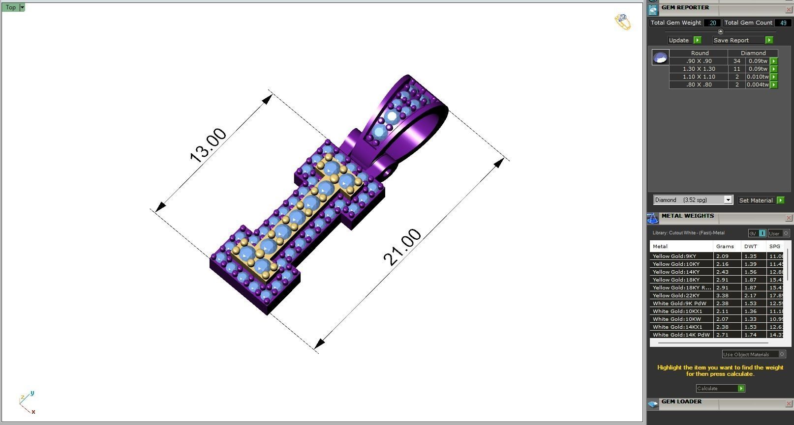 Custom Initial I Letter Diamond Pendant A to Z Alphabet Necklace 3D print model_6