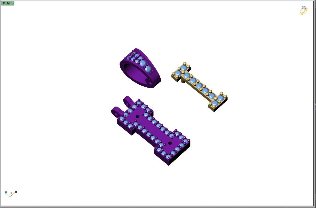 Custom Initial I Letter Diamond Pendant A to Z Alphabet Necklace 3D print model_10