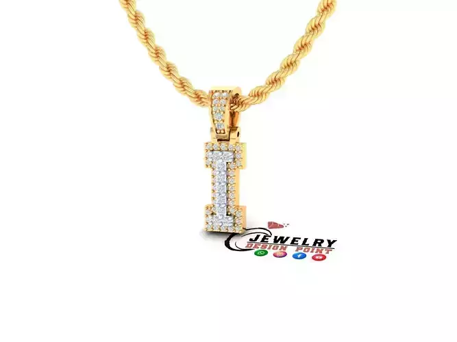 Custom Initial I Letter Diamond Pendant A to Z Alphabet Necklace
