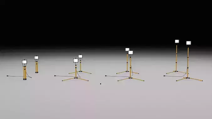 Construction Halogen Lamp Low-poly 3D model