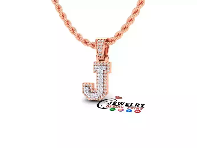 Custom Initial J Letter Diamond Pendant A to Z Alphabet Necklace