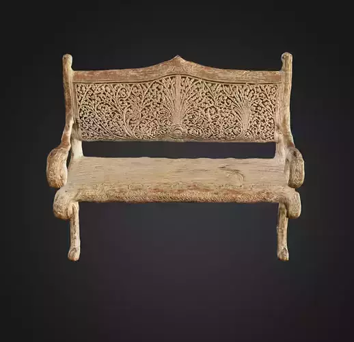 Regal Carved Wooden Bench