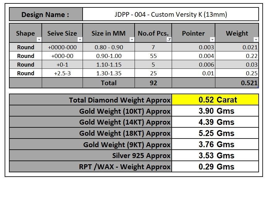 Custom Initial K Letter Diamond Pendant A to Z Alphabet Necklace 3D print model_18