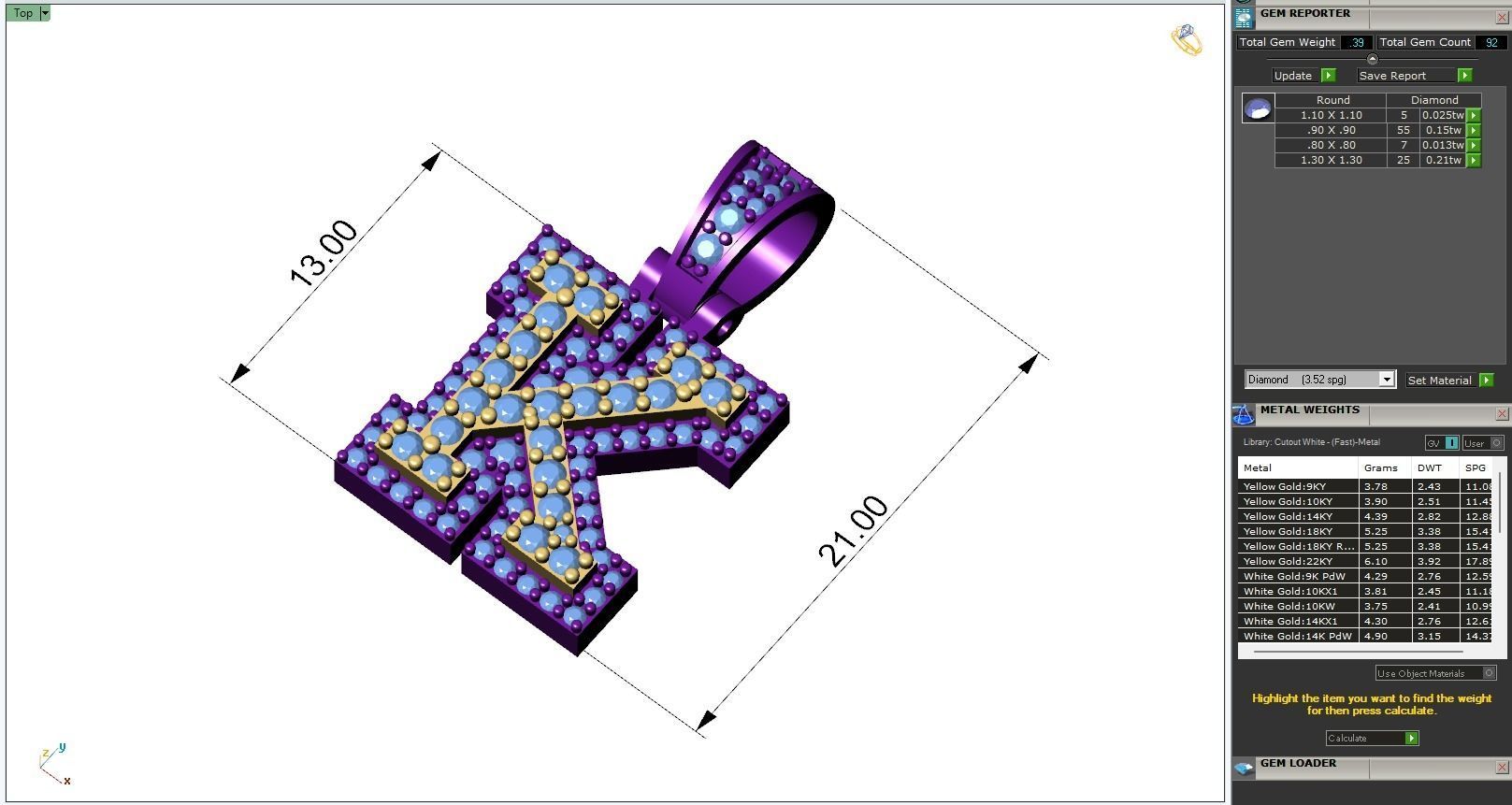 Custom Initial K Letter Diamond Pendant A to Z Alphabet Necklace 3D print model_7