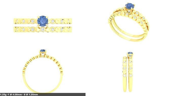 Gold Engagement Ring Classic Diamonds 3D Model Print Ready 3D print model