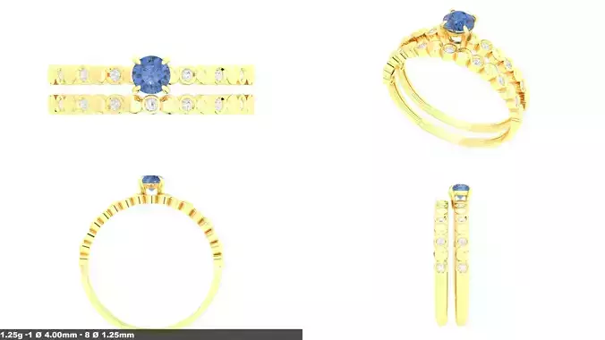 Gold Engagement Ring Classic Diamonds 3D Model Print Ready