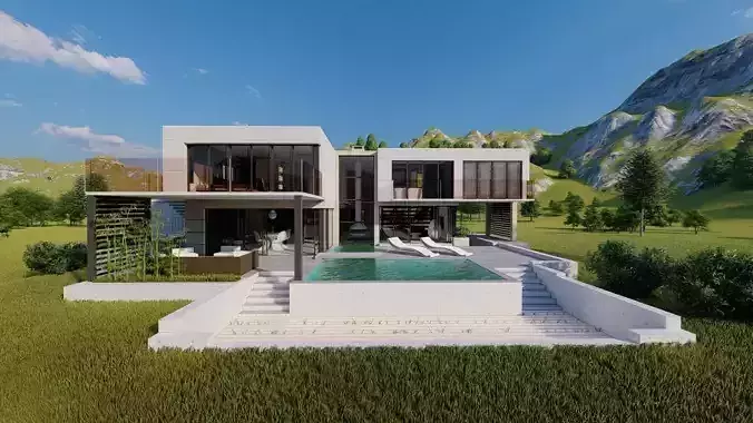 Casa Scene-villa-modern house 3D model