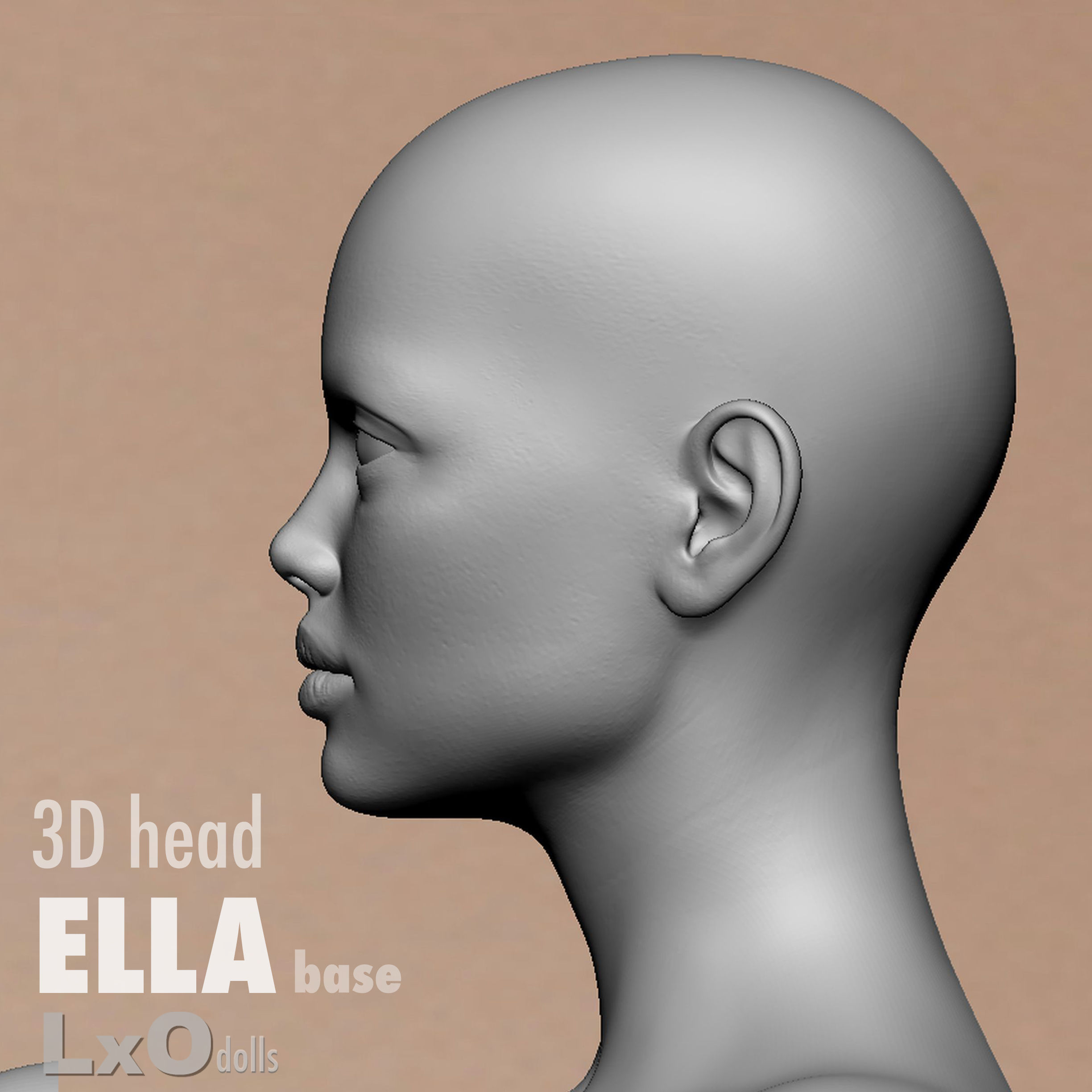 3D Female Head - ELLA base  3D model_2