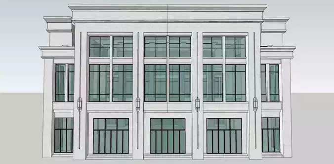 highrise building neoclassical podium 3d model