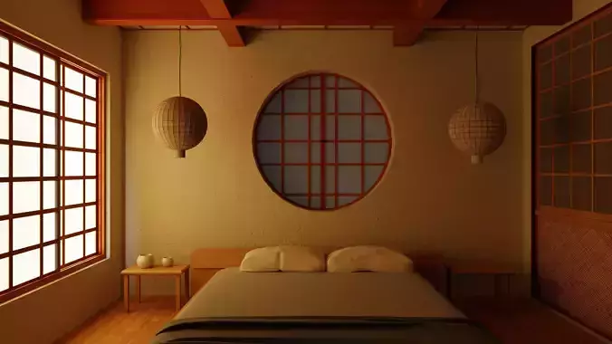Japanese Bedroom Interior 