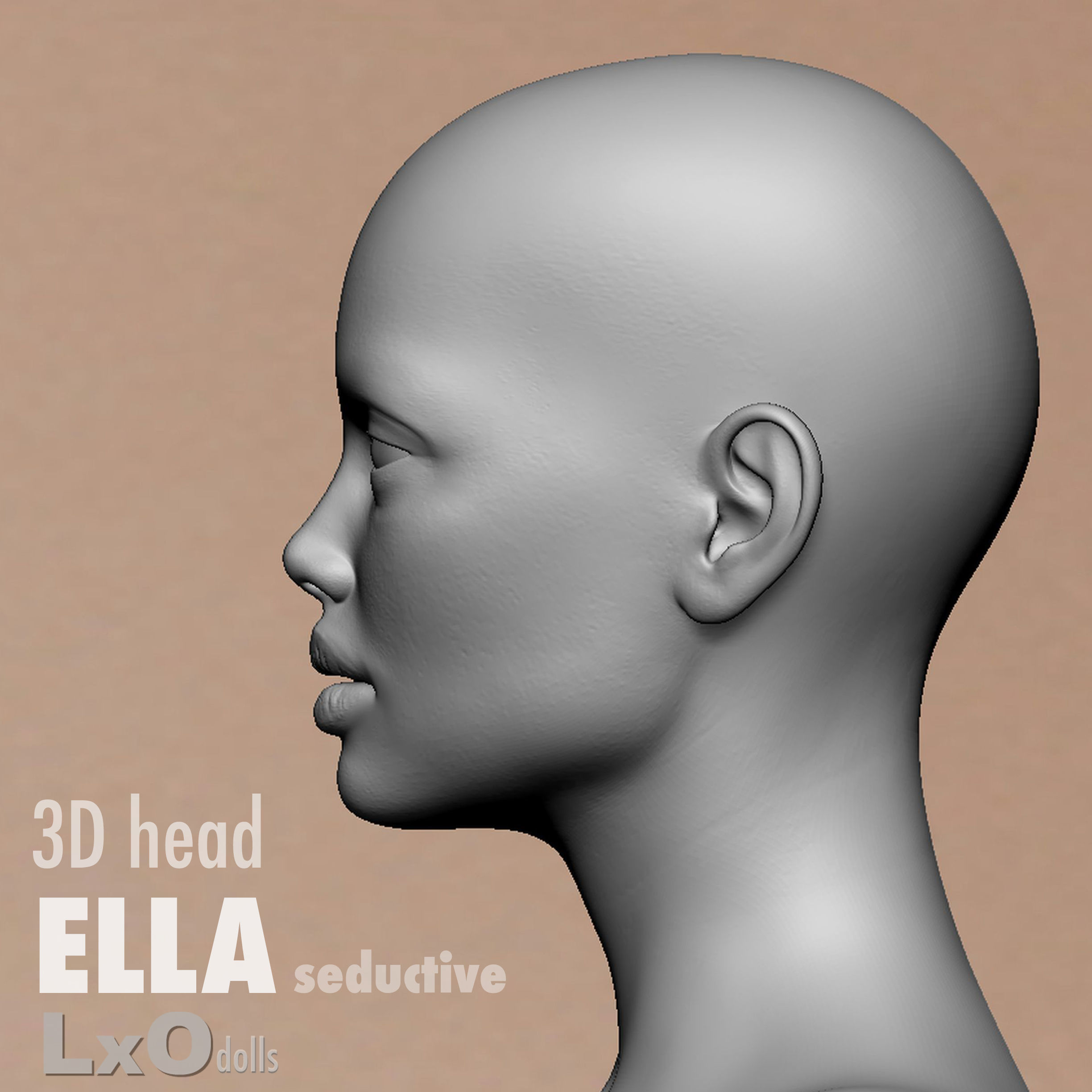 3D Female Head - ELLA seductive  3D model_2