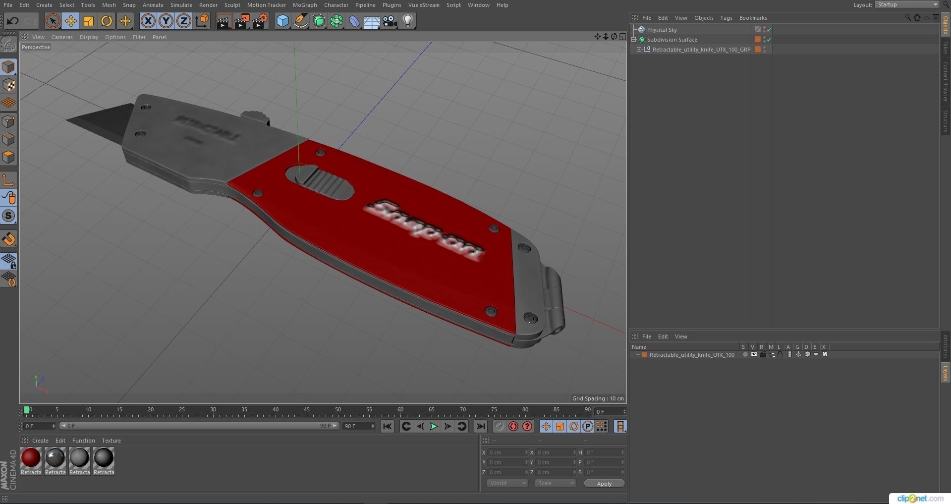 SO Retractable utility knife UTK100 Low-poly 3D model_25