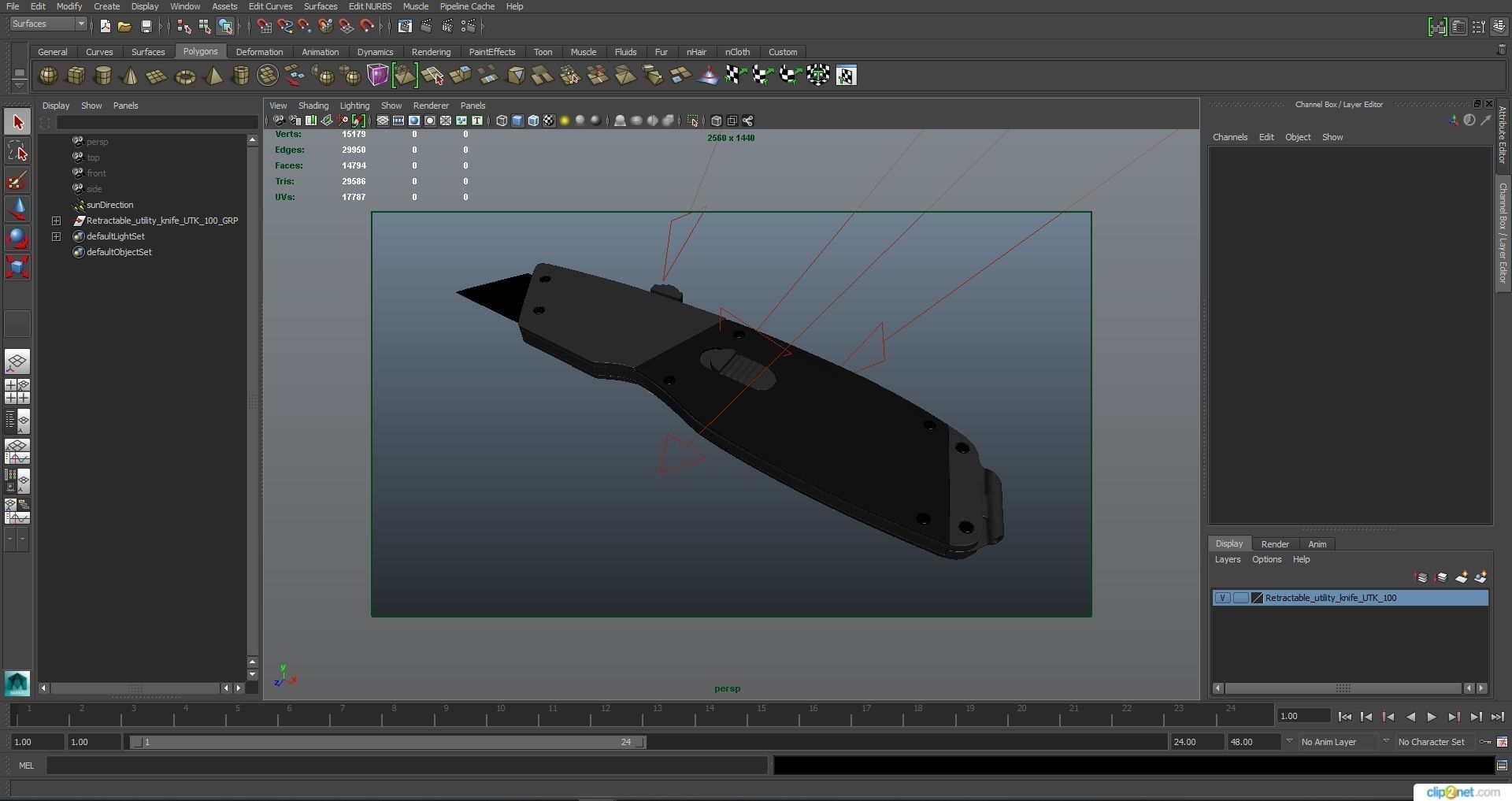 SO Retractable utility knife UTK100 Low-poly 3D model_22