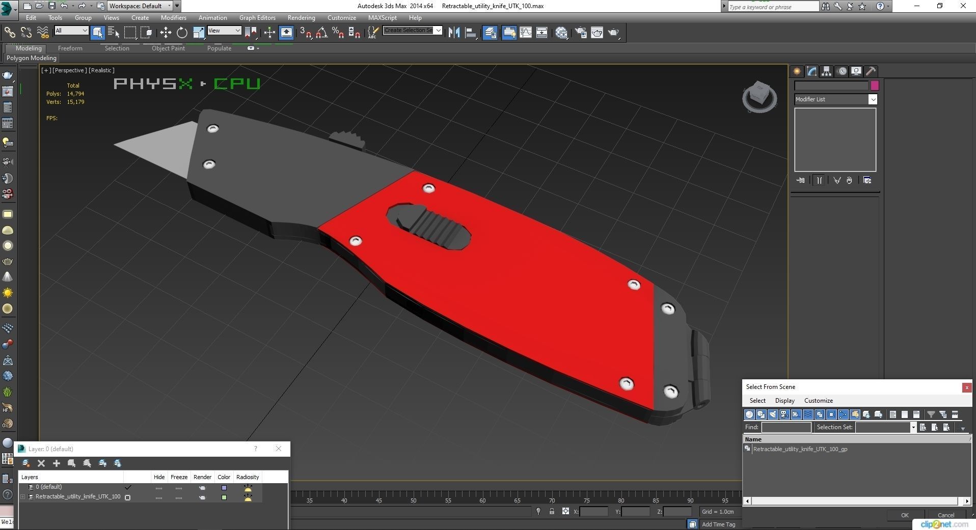SO Retractable utility knife UTK100 Low-poly 3D model_20