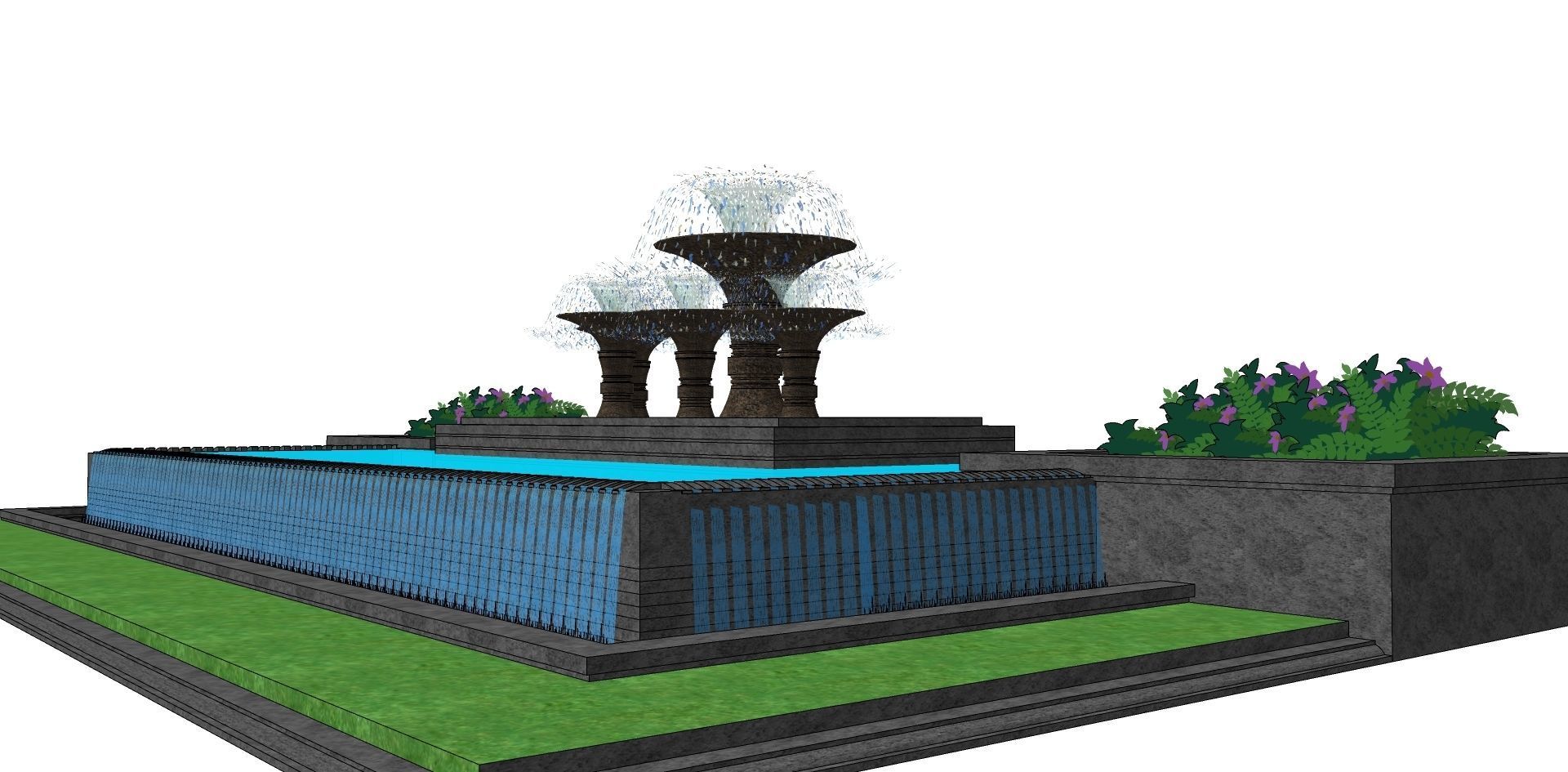 water fountain 3d sketchup model 3D model_3