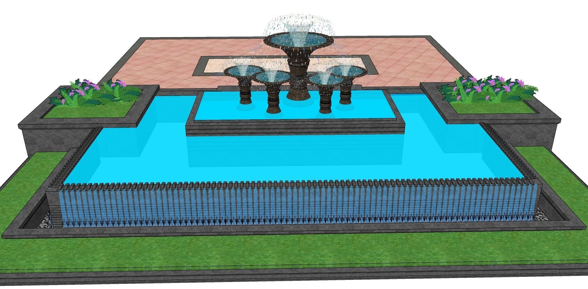 water fountain 3d sketchup model 3D model_4