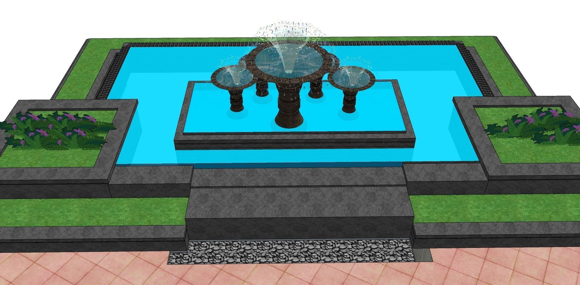 water fountain 3d sketchup model 3D model_2