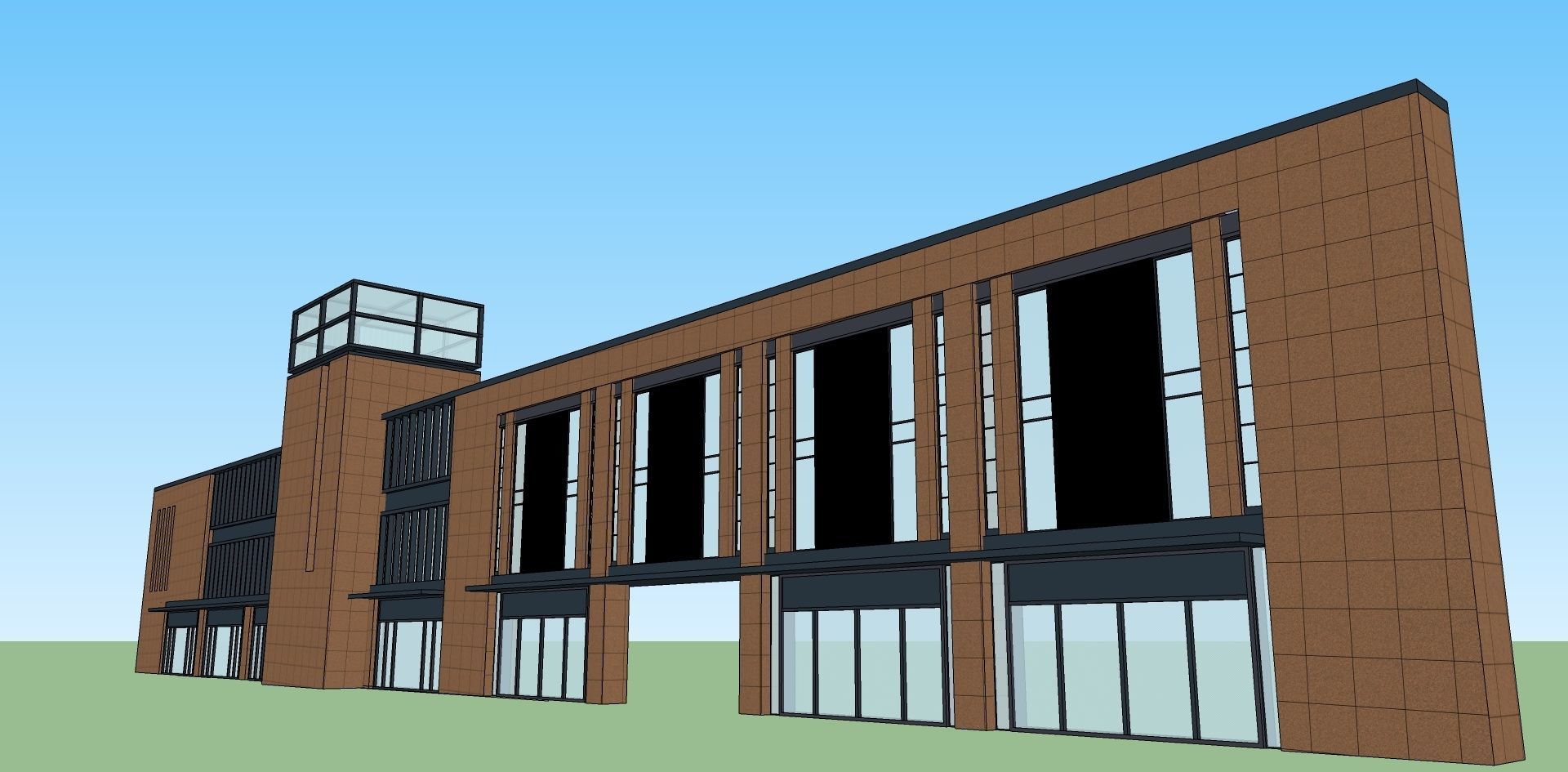 front facade wall sketchup model 3D model_3