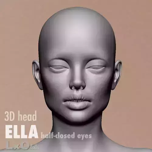 3D Female Head - ELLA half-closed eyes 3D model