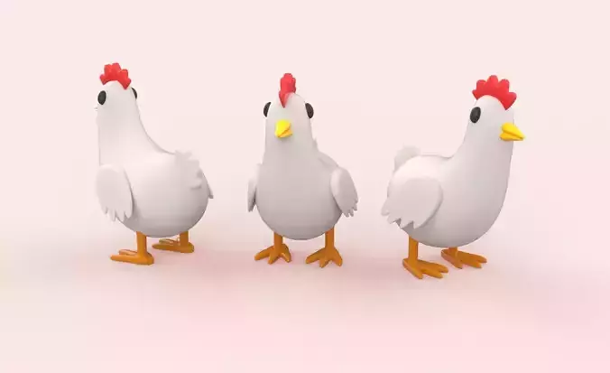 Cartoon Chicken Animal Style Cute Low-poly 3D model