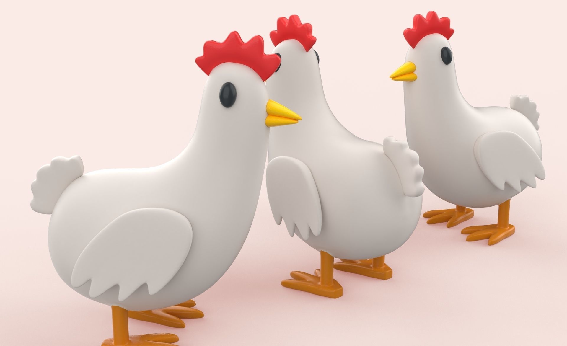 Cartoon Chicken Animal Style Cute Low-poly 3D model_4