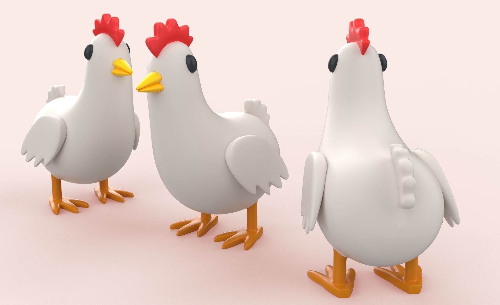 Cartoon Chicken Animal Style Cute Low-poly 3D model_3