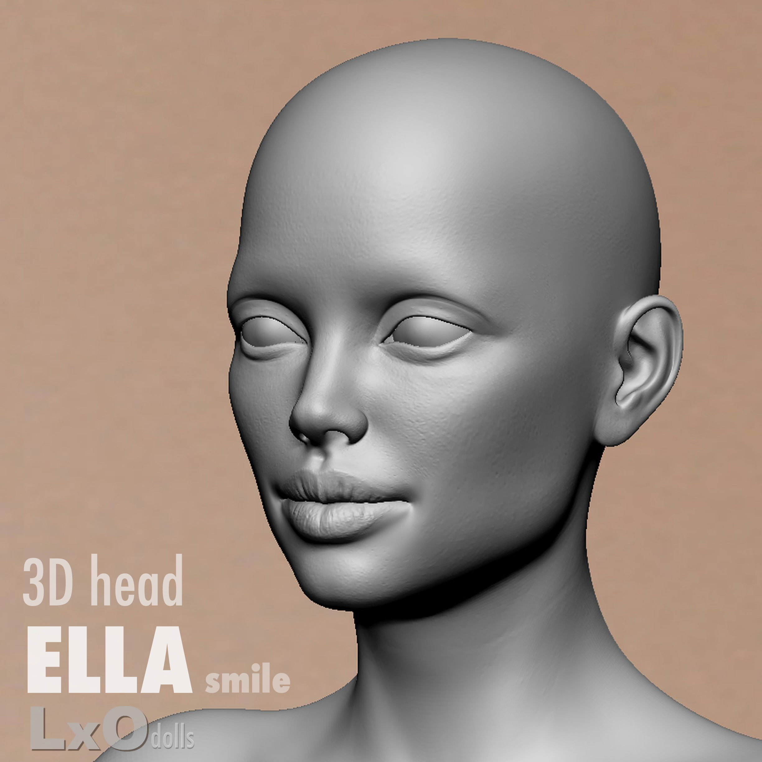 3D Female Head - ELLA smile 3D model_1