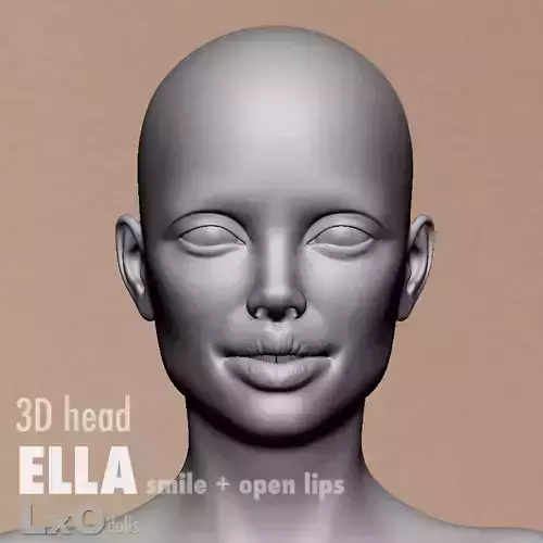 3D Female Head - ELLA smile open-lips 3D model