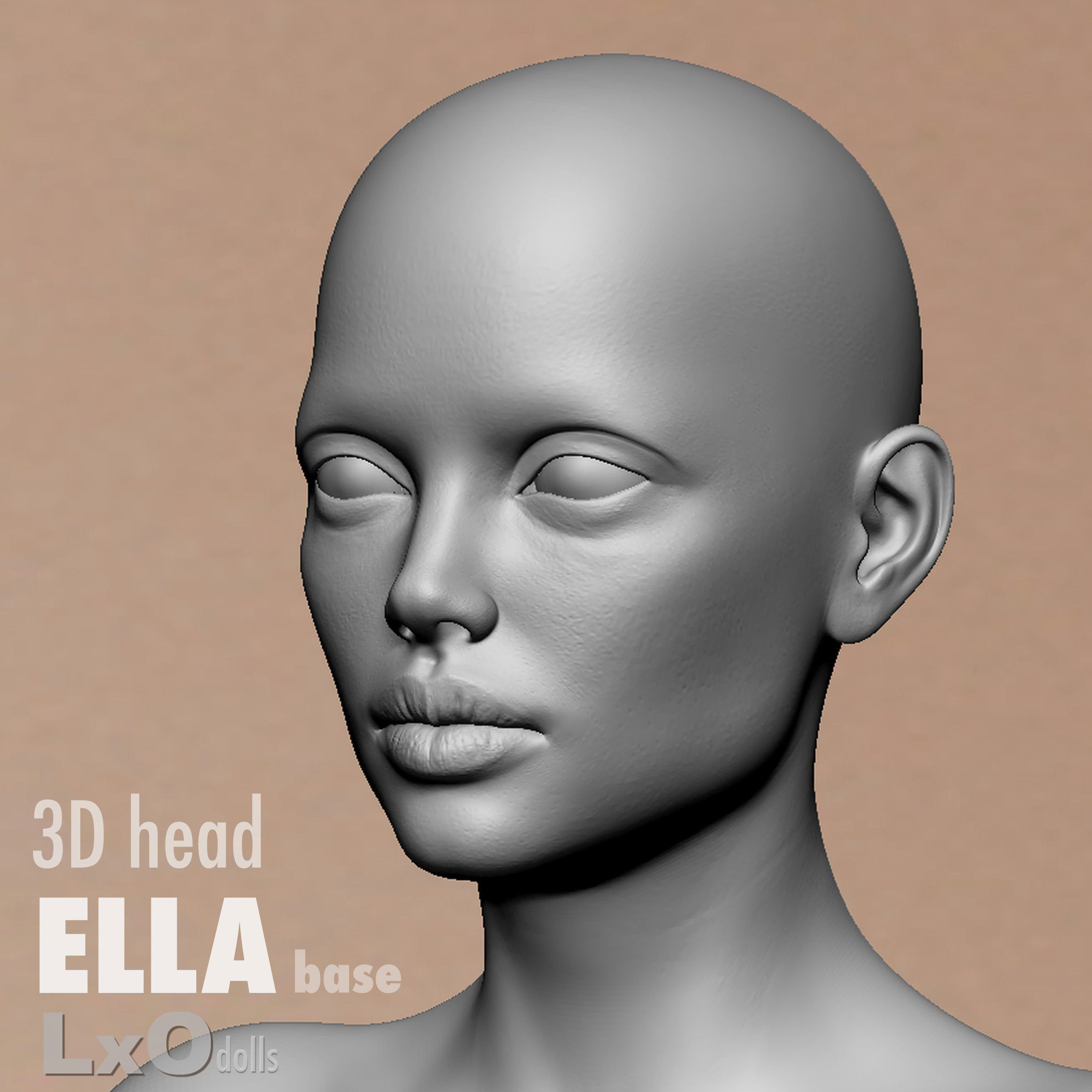 3D Female Head - ELLA all heads 3D Model Collection_3