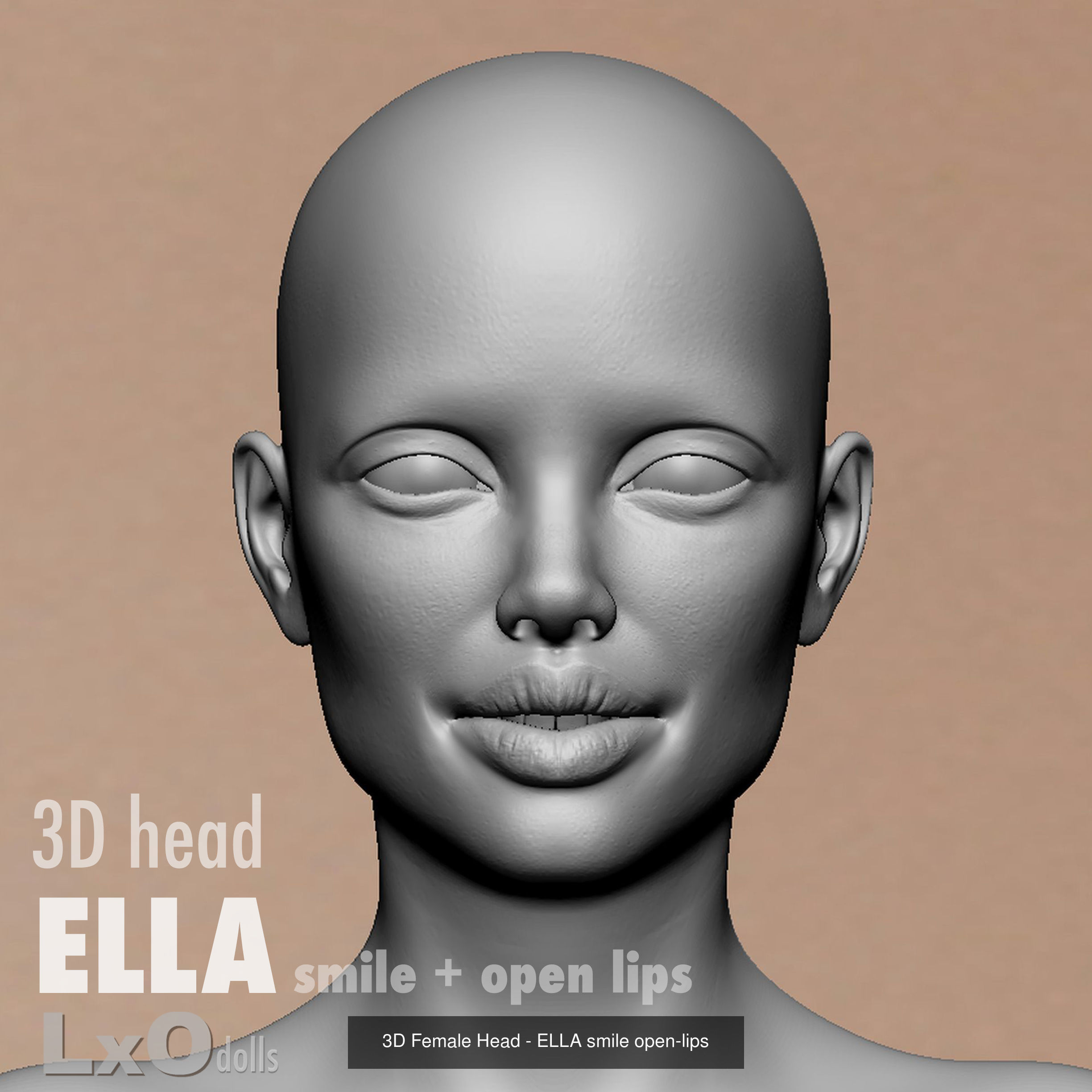 3D Female Head - ELLA all heads 3D Model Collection_14