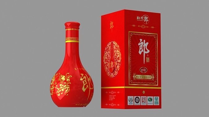 wine glass china bottle alcohol liquor baijiu food beverage  3D model