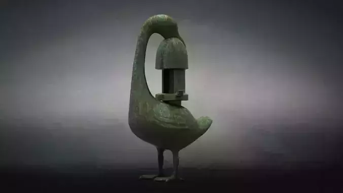 Turtle cultural relics crane model ancient bronze Lanter