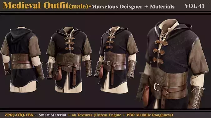 Medieval Outfit-MD-Clo3d-Material- Textures-FB-FBX