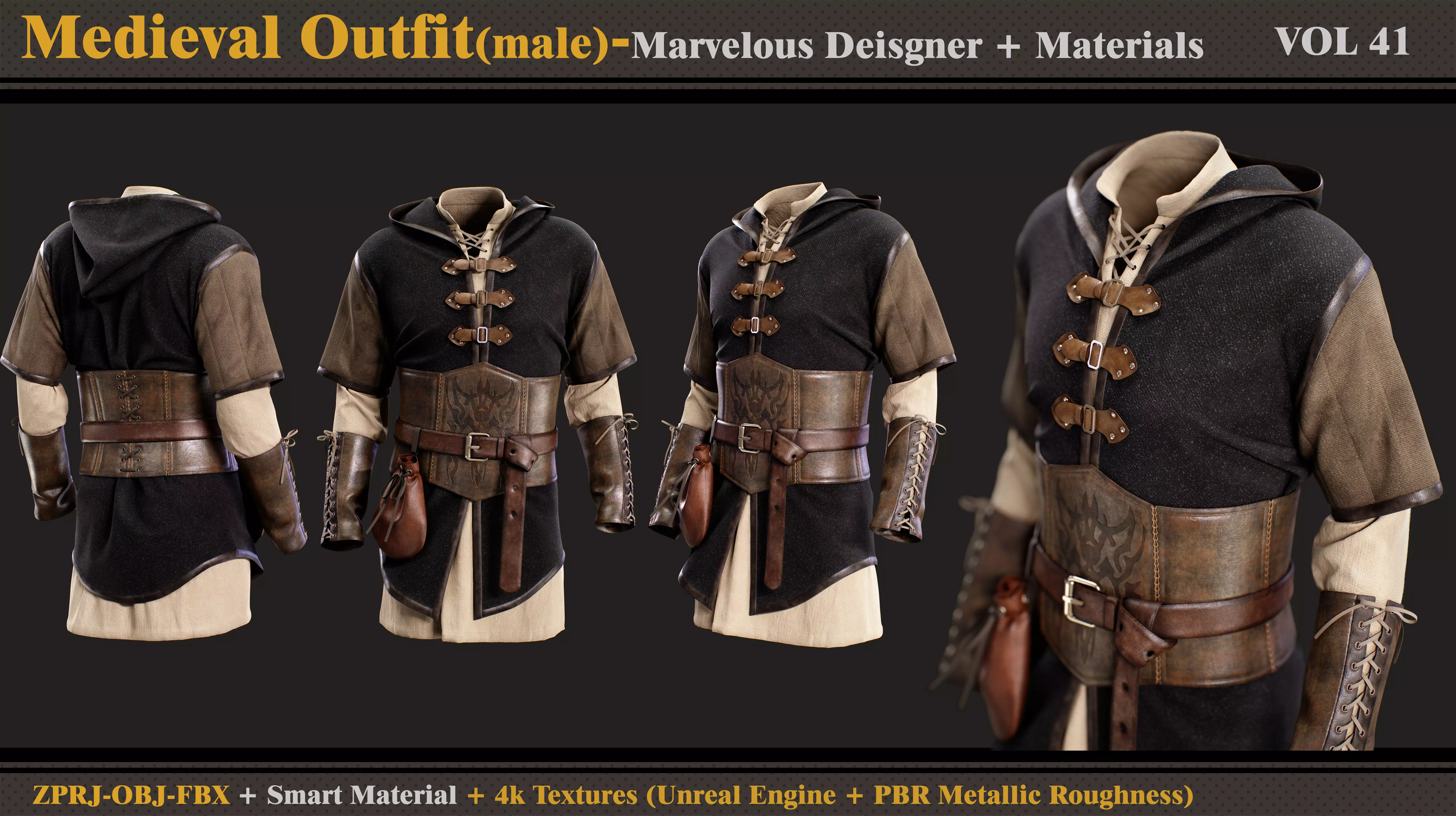 Medieval Outfit-MD-Clo3d-Material- Textures-FB-FBX 3D model_0
