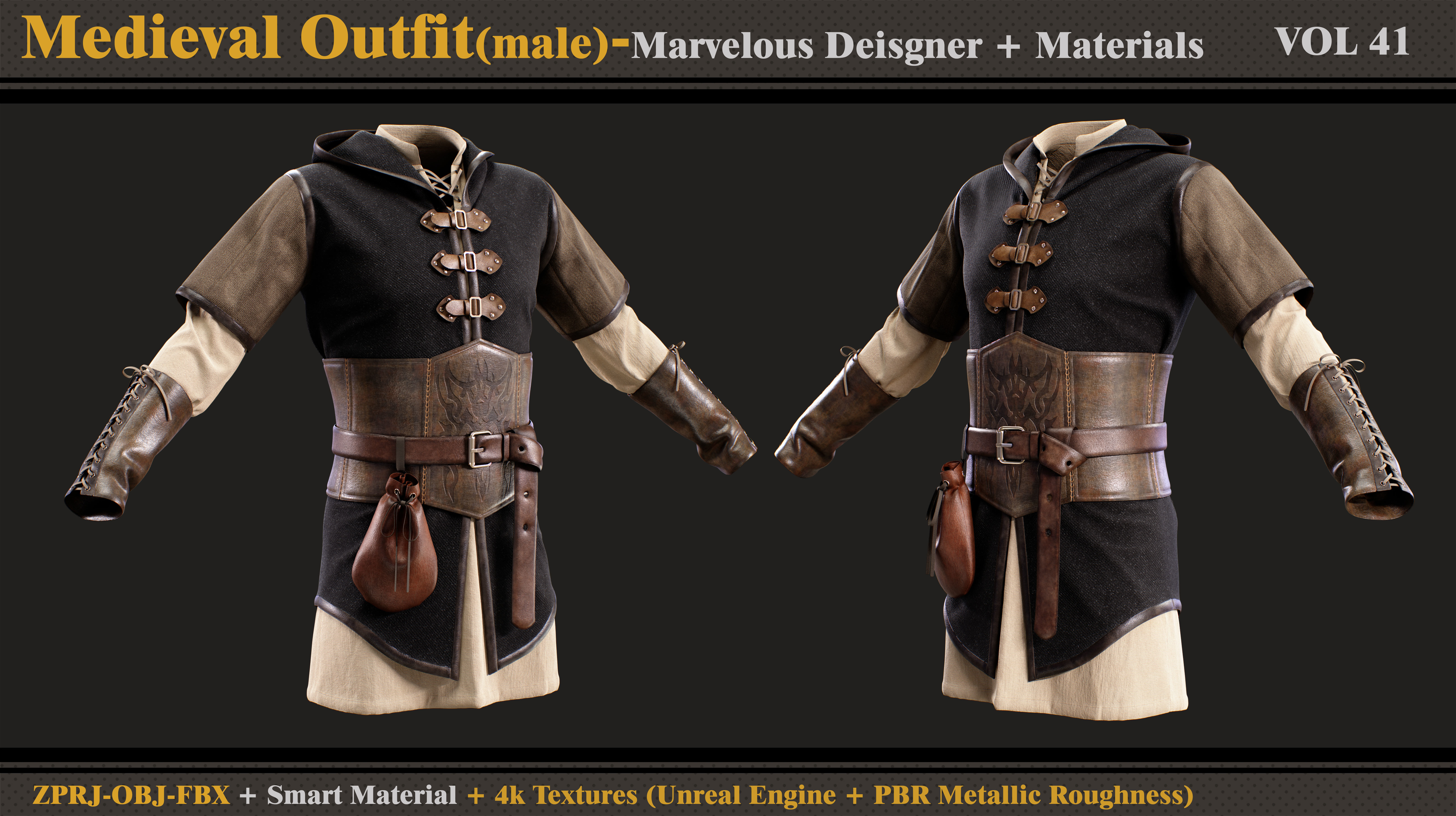 Medieval Outfit-MD-Clo3d-Material- Textures-FB-FBX 3D model_3