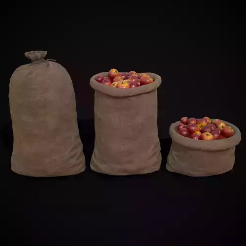 Burlap Sacks of Red Apples