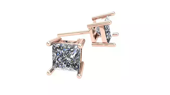 Princess Diamond earrings 4-6 mm 3D print model 3D print model