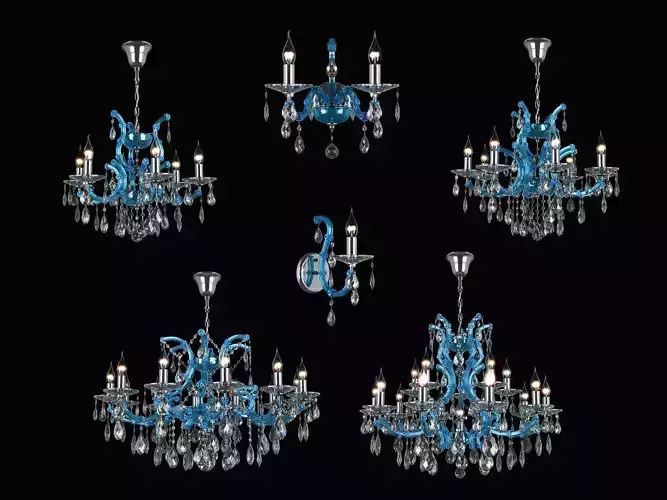 698 ChampaBlu Osgona Collection of Crystal Lamps