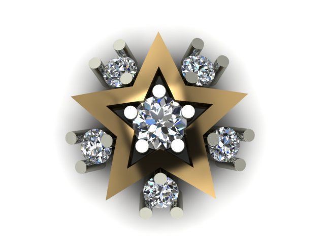 star desing nose pin for daimonds 3D print model_2
