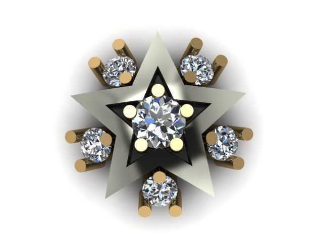star desing nose pin for daimonds 3D print model_3