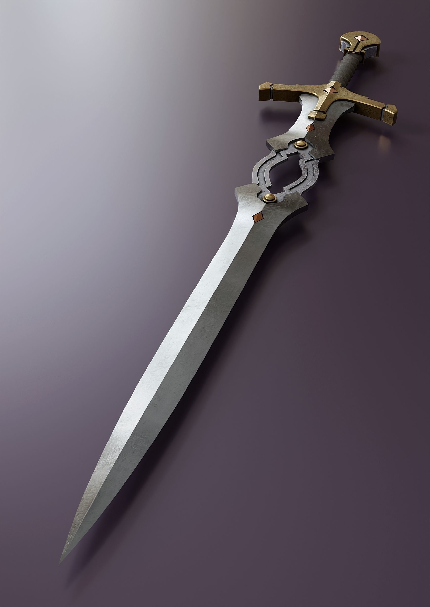 Fantasy style sword F39 Low-poly 3D model_3