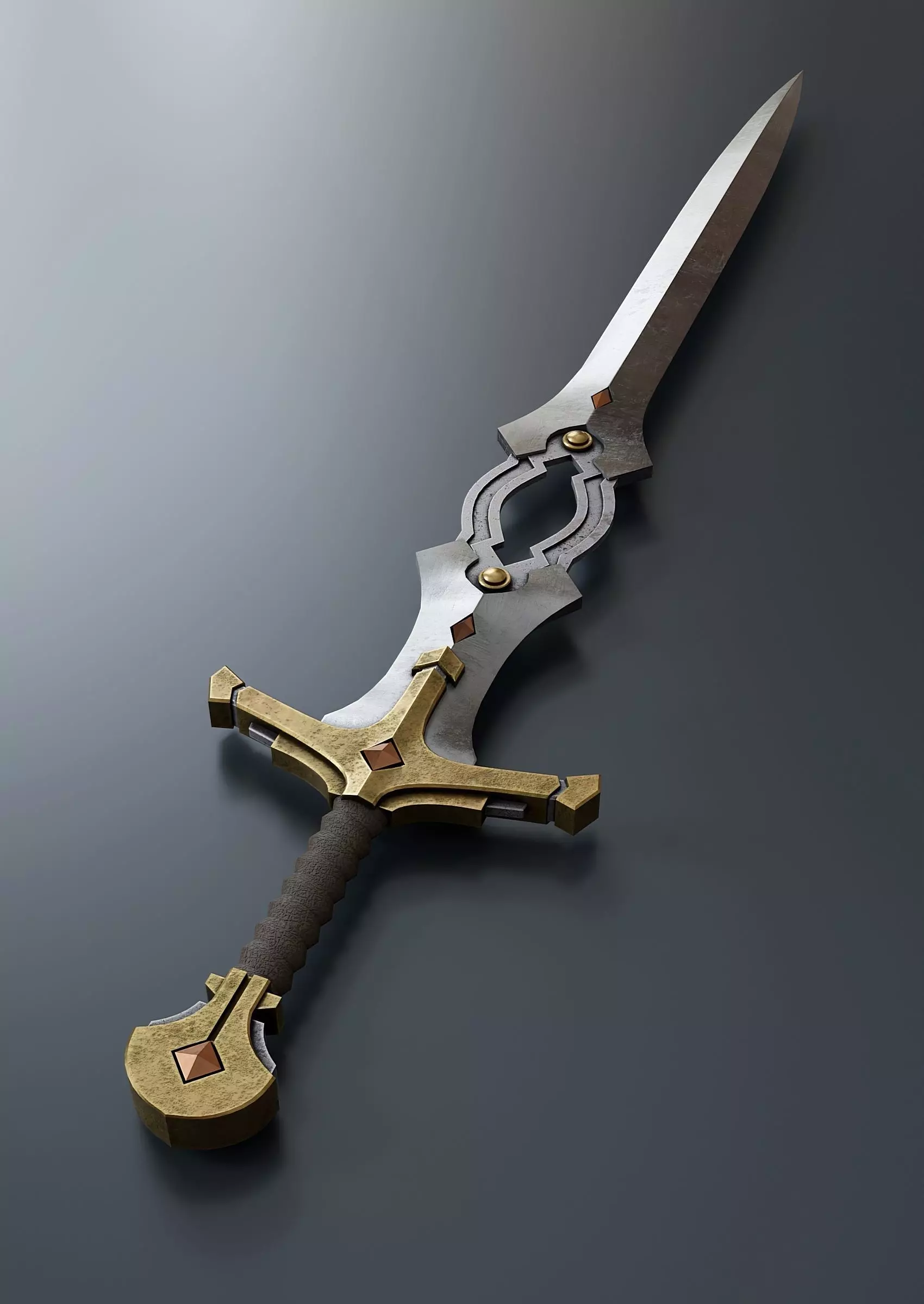 Fantasy style sword F39 Low-poly 3D model_0