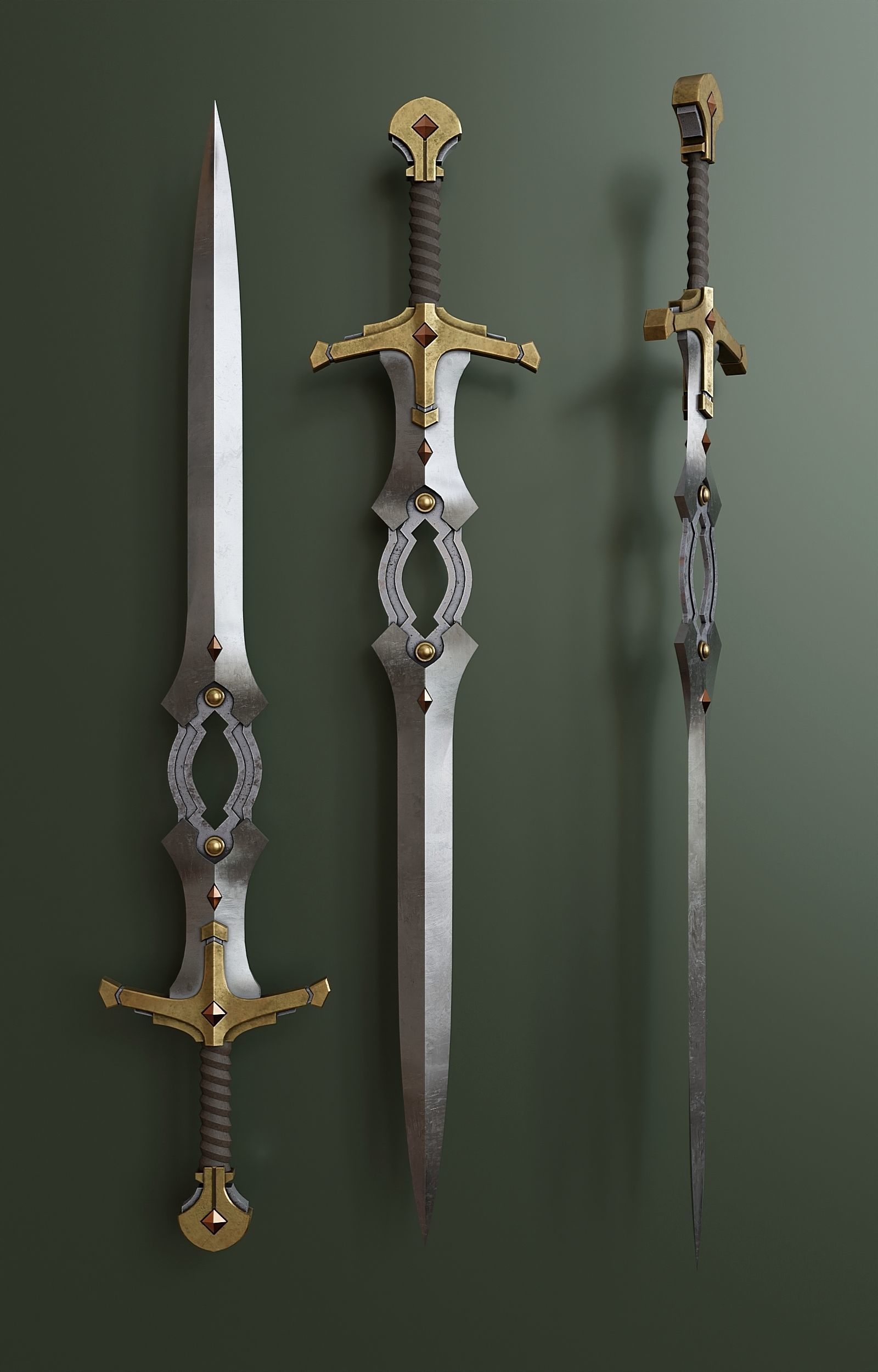 Fantasy style sword F39 Low-poly 3D model_1