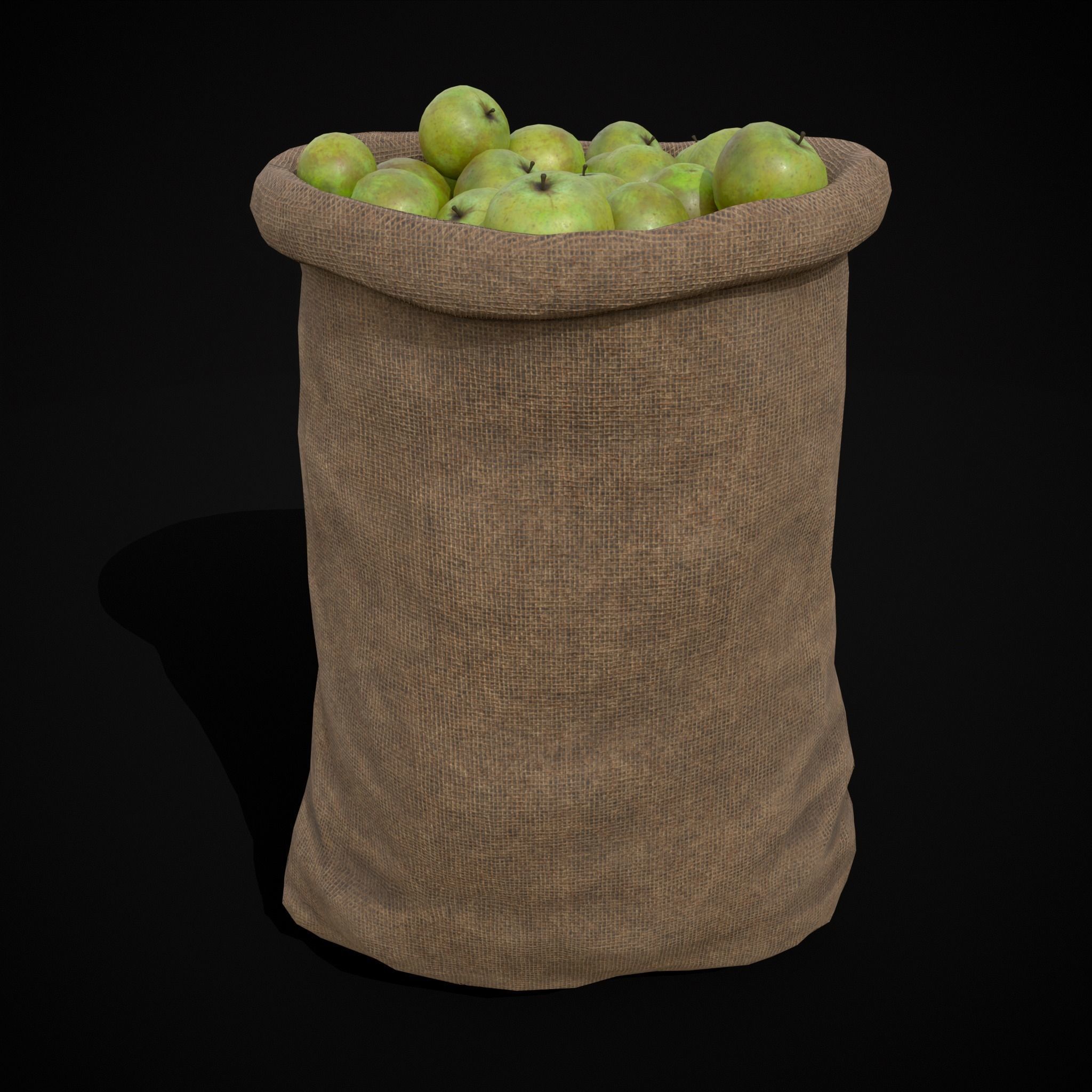 Burlap Sacks of Green Apples Low-poly 3D model_17