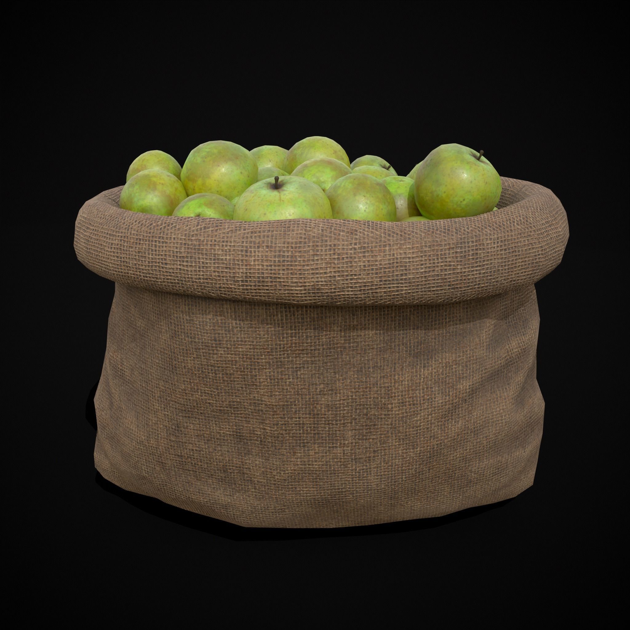 Burlap Sacks of Green Apples Low-poly 3D model_19