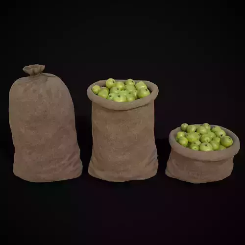 Burlap Sacks of Green Apples